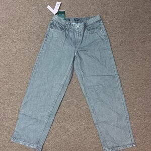 Wild Fable Women’s MidRise EasyRigid Straight Jeans Size 6 Dark Gray Check Print